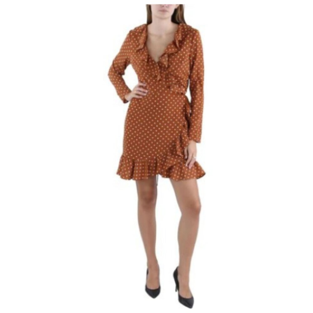 BCBG GENERATION Women's Ruffled Mini Wrap Dress 14 NWT